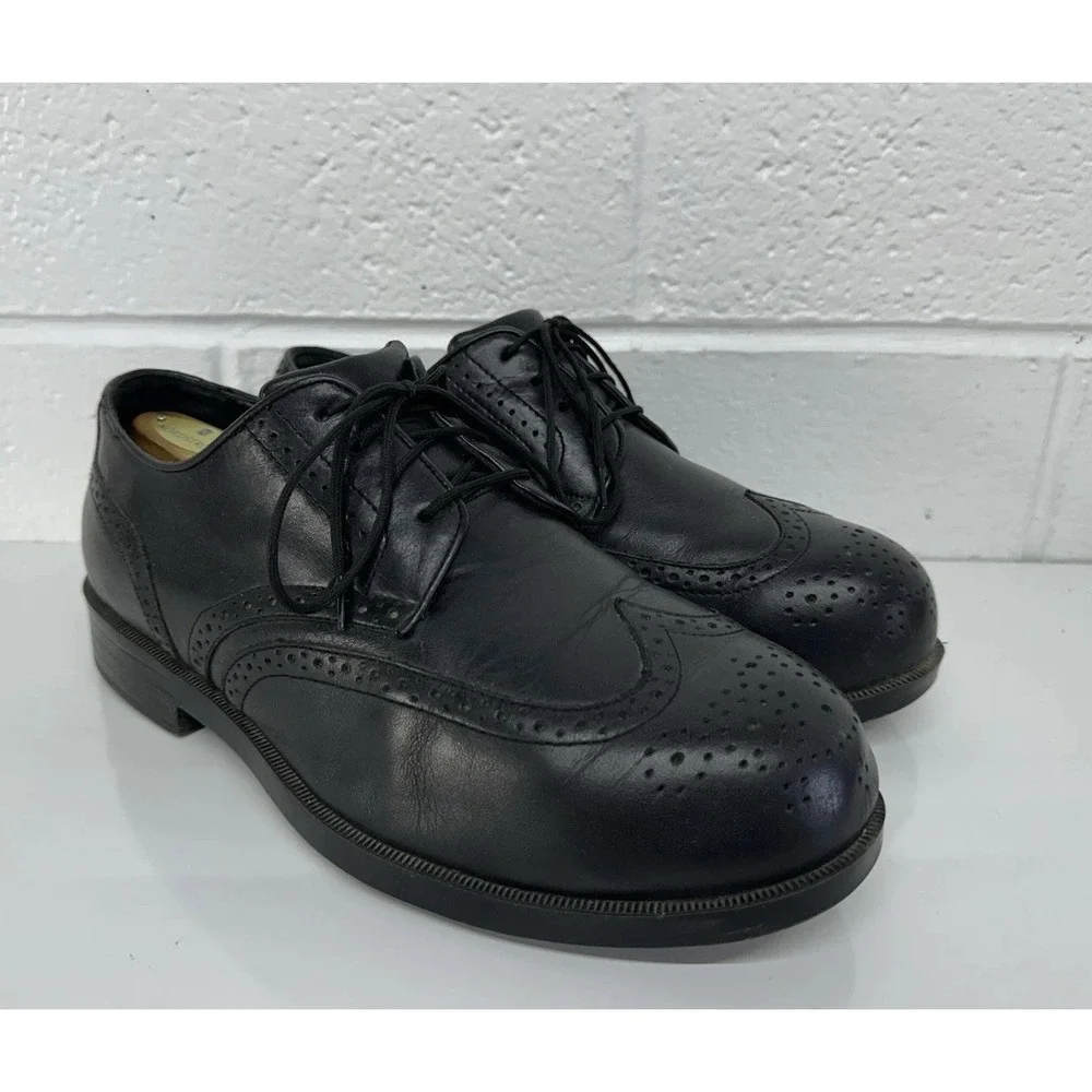 Drew Clayton‎ Wingtip Mens Size 10.5 6E Black Oxford Comfort Shoes 40454-14